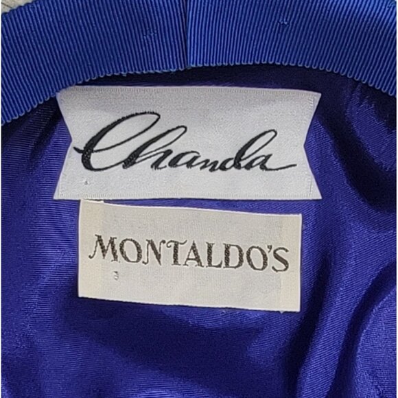 Chanda Hat For Montaldos 50/60’s‎ Fancy Hat With Mesh Face Cover Blue Ivory - Picture 5 of 5